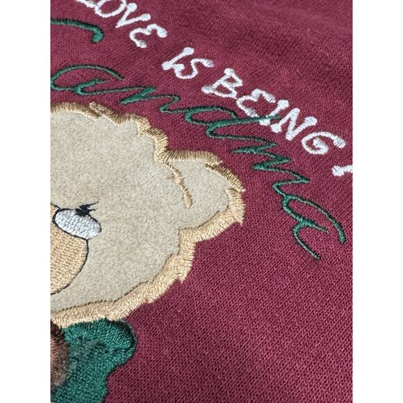 Vintage MC Energy Maroon Large Teddy Bears Love is Being A Grandma Sweatshirt - Picture 6 of 9